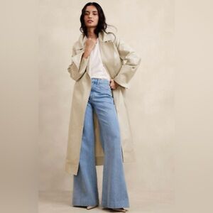 Banana Republic Light Cream Long Trench Coat